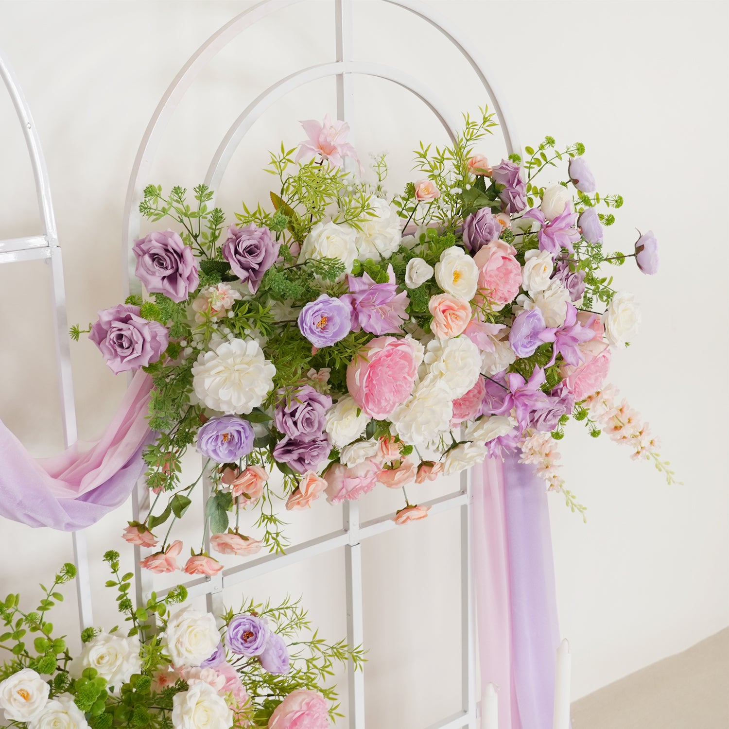 Uflower Artificial Purple Pink Wedding KT Backdrop Flower Row Decor